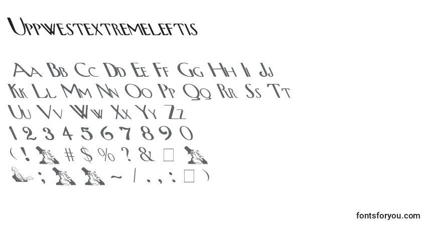 Schriftart Uppwestextremeleftis – Alphabet, Zahlen, spezielle Symbole