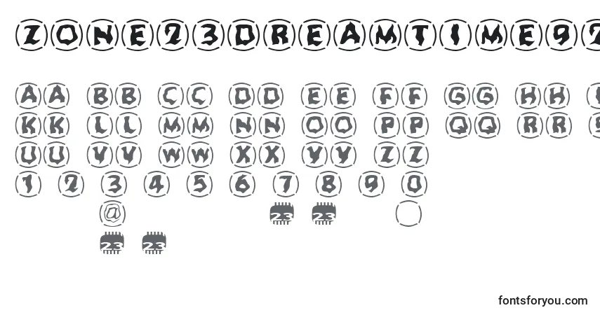 Czcionka Zone23Dreamtime923 – alfabet, cyfry, specjalne znaki