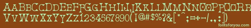 フォントDeborah – 緑色の文字が茶色の背景にあります。
