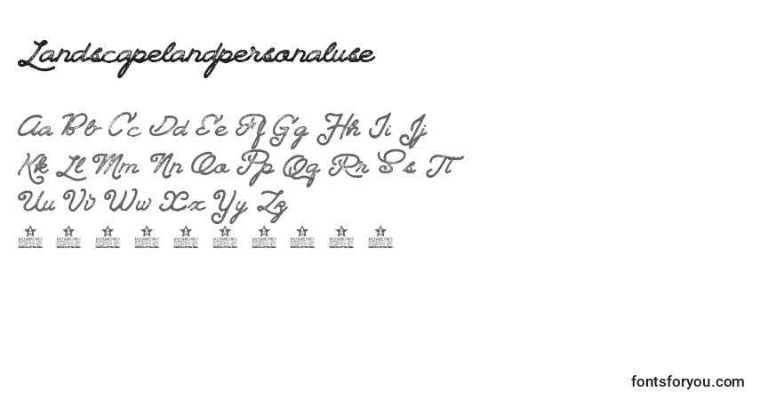 Fuente Landscapelandpersonaluse - alfabeto, números, caracteres especiales