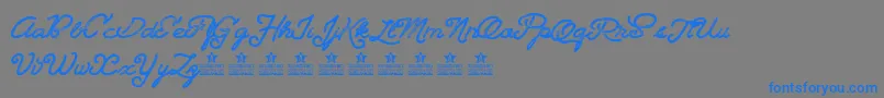 Weitere Informationen zur Landscapelandpersonaluse-Schriftart Landscapelandpersonaluse-Schriftart – Blaue Schriften auf grauem Hintergrund