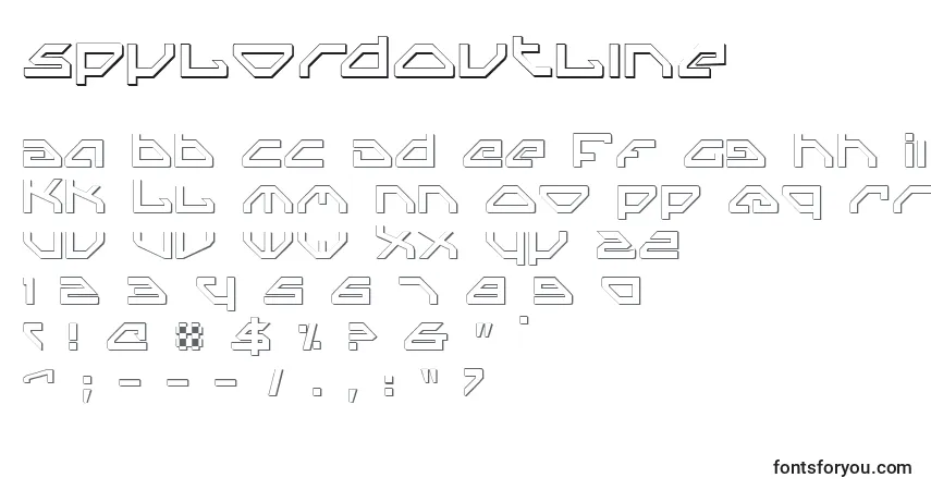 Czcionka SpylordOutline – alfabet, cyfry, specjalne znaki