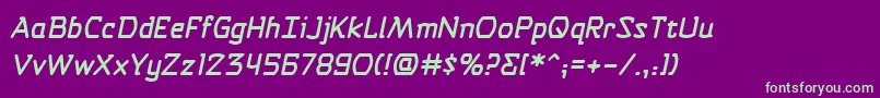 Fonte SelfDestructButtonBbItalic – fontes verdes em um fundo violeta