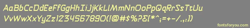 Fonte SelfDestructButtonBbItalic – fontes amarelas em um fundo cinza