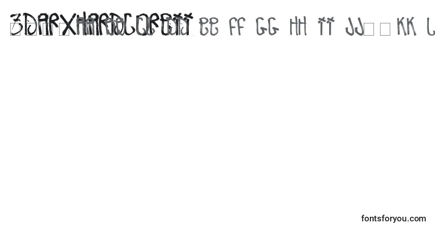 Czcionka ZdarxHardcoreIi – alfabet, cyfry, specjalne znaki