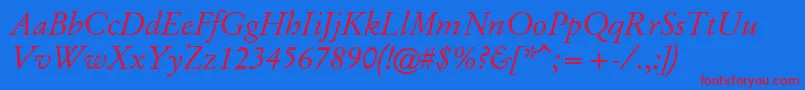 GaryowenItalic Font – Red Fonts on Blue Background