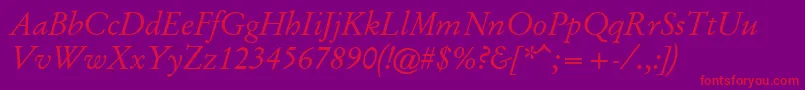 GaryowenItalic Font – Red Fonts on Purple Background