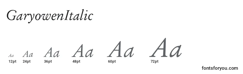 GaryowenItalic Font Sizes