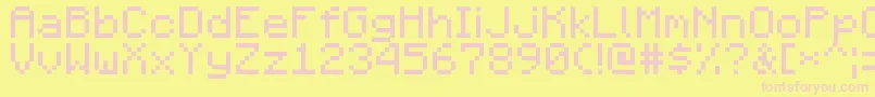 MojangRegular-fontti – vaaleanpunaiset fontit keltaisella taustalla