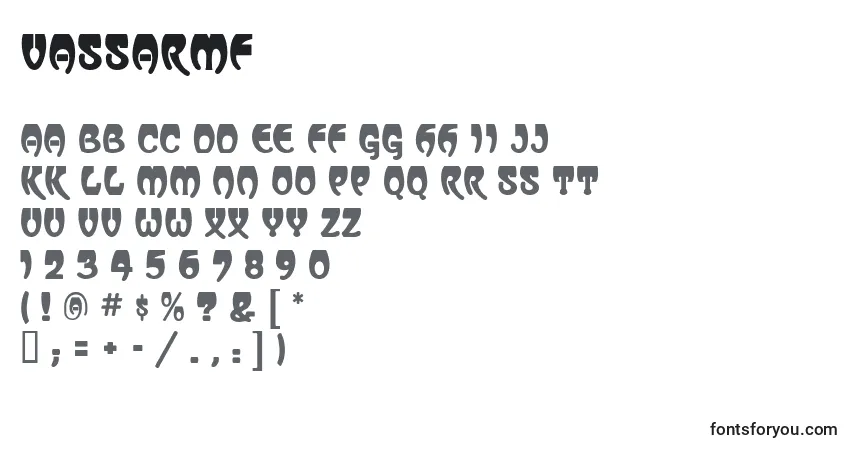 Czcionka VassarMf – alfabet, cyfry, specjalne znaki