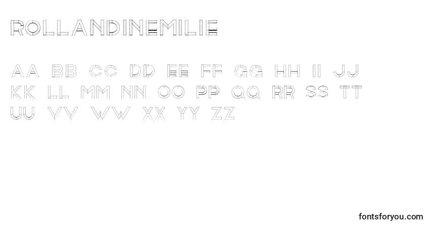 Czcionka Rollandinemilie – alfabet, cyfry, specjalne znaki