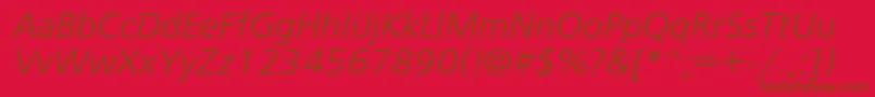 FreesetlightcItalic-Schriftart – Braune Schriften auf rotem Hintergrund