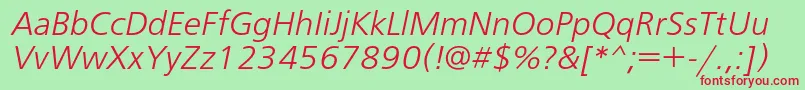 FreesetlightcItalic Font – Red Fonts on Green Background