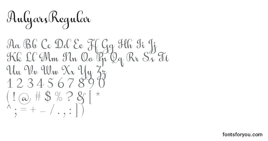 Schriftart AulyarsRegular – Alphabet, Zahlen, spezielle Symbole
