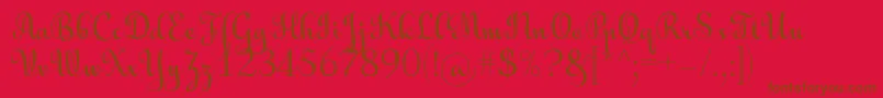 AulyarsRegular-fontti – ruskeat fontit punaisella taustalla