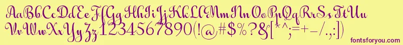 AulyarsRegular Font – Purple Fonts on Yellow Background