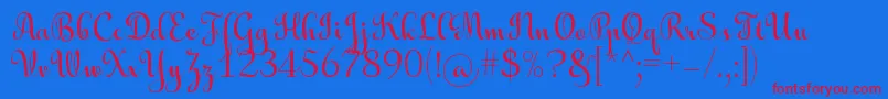 フォントAulyarsRegular – 赤い文字の青い背景