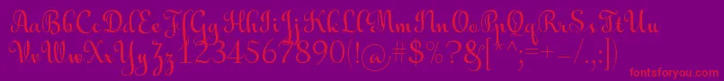 AulyarsRegular-Schriftart – Rote Schriften auf violettem Hintergrund