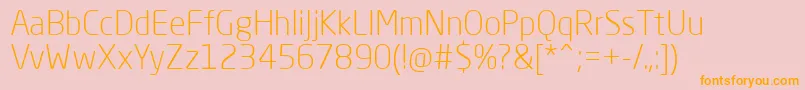 フォントNeoSansProLight – オレンジの文字がピンクの背景にあります。