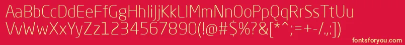 NeoSansProLight-fontti – keltaiset fontit punaisella taustalla