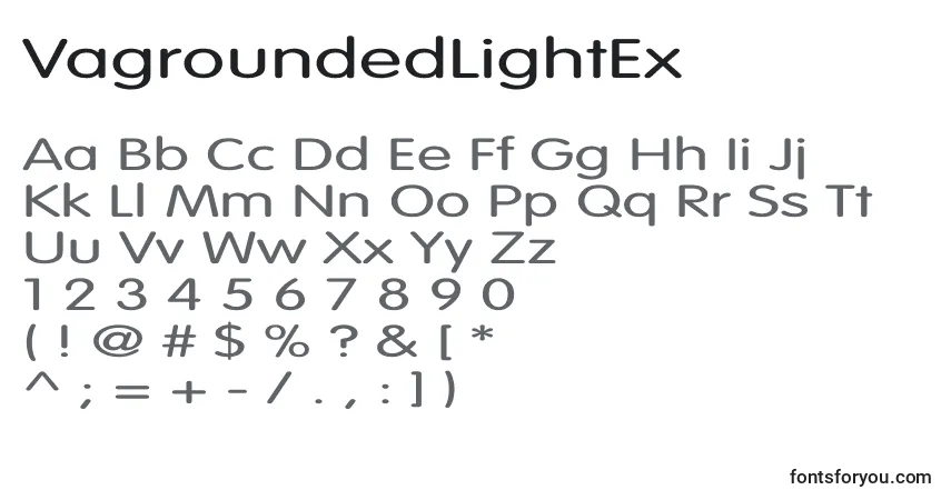 A fonte VagroundedLightEx – alfabeto, números, caracteres especiais