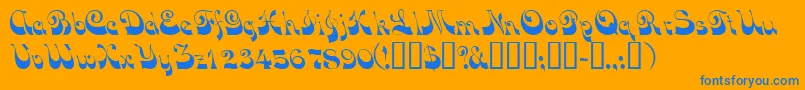 Vocoscriptssk-Schriftart – Blaue Schriften auf orangefarbenem Hintergrund