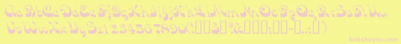 Vocoscriptssk-Schriftart – Rosa Schriften auf gelbem Hintergrund
