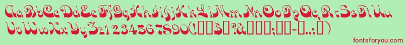 Czcionka Vocoscriptssk – czerwone czcionki na zielonym tle