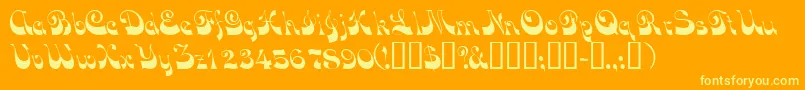 Vocoscriptssk-Schriftart – Gelbe Schriften auf orangefarbenem Hintergrund