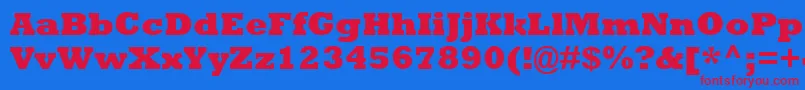 RockwellExtraBold-fontti – punaiset fontit sinisellä taustalla