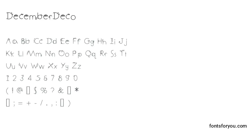 Schriftart DecemberDeco – Alphabet, Zahlen, spezielle Symbole