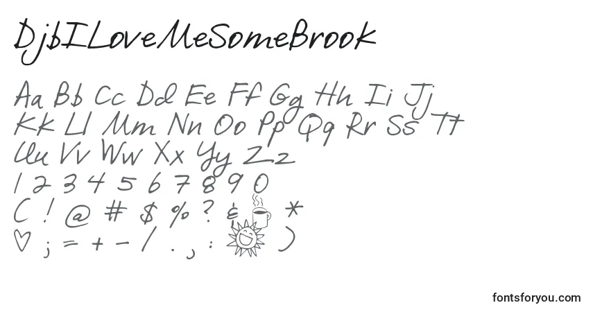 A fonte DjbILoveMeSomeBrook – alfabeto, números, caracteres especiais
