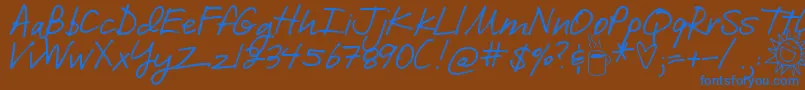DjbILoveMeSomeBrook-Schriftart – Blaue Schriften auf braunem Hintergrund