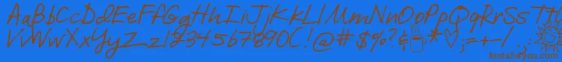 DjbILoveMeSomeBrook-Schriftart – Braune Schriften auf blauem Hintergrund