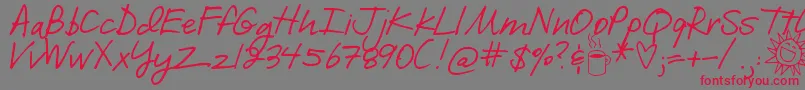 DjbILoveMeSomeBrook Font – Red Fonts on Gray Background