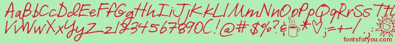 DjbILoveMeSomeBrook Font – Red Fonts on Green Background