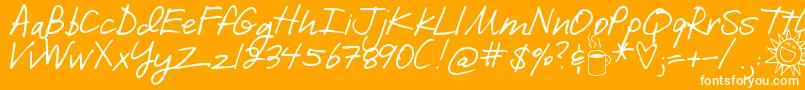 DjbILoveMeSomeBrook-Schriftart – Weiße Schriften auf orangefarbenem Hintergrund