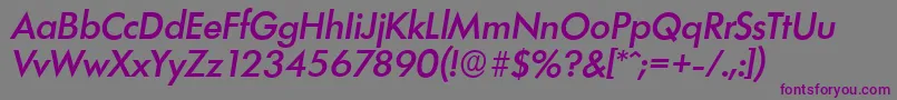 フォントLimerickserialMediumItalic – 紫色のフォント、灰色の背景