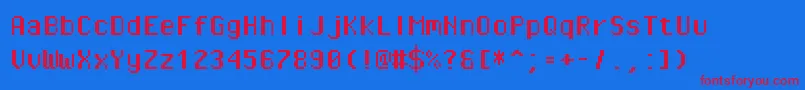 Pixeloperatormonohb Font – Red Fonts on Blue Background