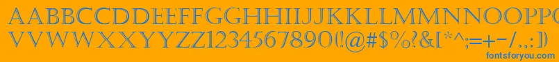 フォントCastellar – オレンジの背景に青い文字