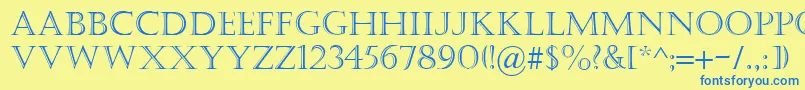 Шрифт Castellar – синие шрифты на жёлтом фоне