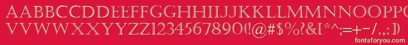 フォントCastellar – 赤い背景に緑の文字
