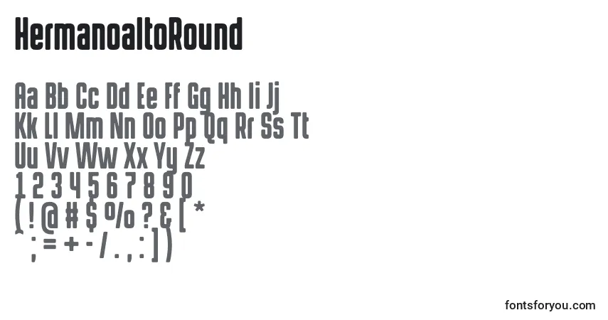 Czcionka HermanoaltoRound – alfabet, cyfry, specjalne znaki