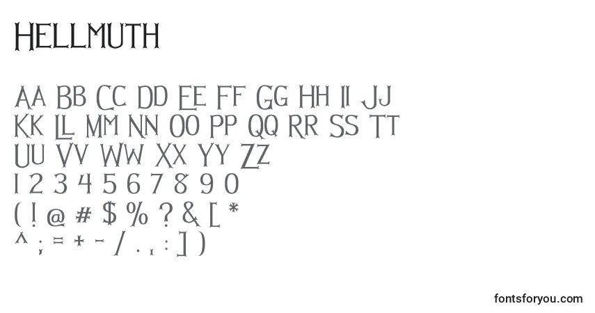 Hellmuth-fontti – aakkoset, numerot, erikoismerkit