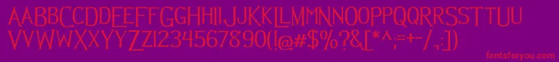 Hellmuth-Schriftart – Rote Schriften auf violettem Hintergrund