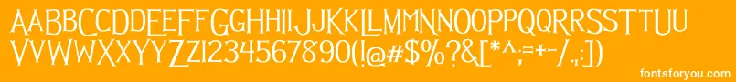 Hellmuth-Schriftart – Weiße Schriften auf orangefarbenem Hintergrund