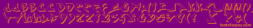 KahlessShadow-Schriftart – Orangefarbene Schriften auf violettem Hintergrund
