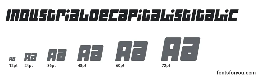 Размеры шрифта IndustrialDecapitalistItalic
