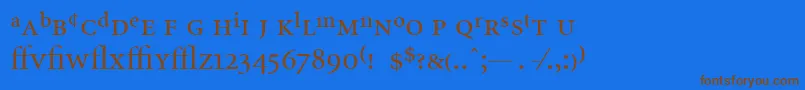 フォントMinionExpertRegular – 茶色の文字が青い背景にあります。