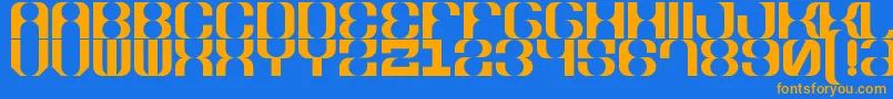 フォント5winterSans – オレンジ色の文字が青い背景にあります。